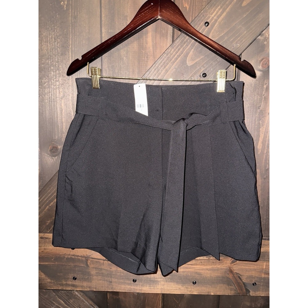 7th Avenue‎ NY&Co NEW Shorts Womens 8 Dressy High-Waist Belted Flexible Black